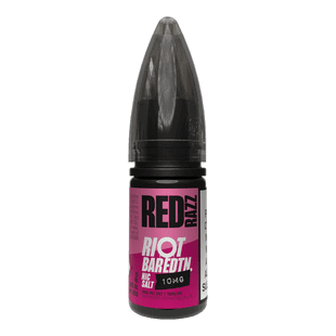Red Razz vape juice by RIOT SQUAD BAR EDTN, 10mg nicotine strength, perfect for flavor enthusiasts.