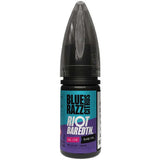 Bottle of RIOT SQUAD Blue Razz Citrus nicotine salt e-liquid, featuring no ice, ideal for smooth vaping.