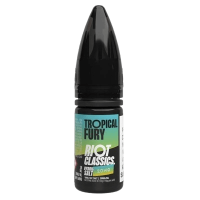 Tropical Fury RIOT Classics Nicotine Salt e-liquid bottle for vapers, featuring 20mg strength.